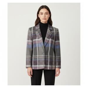 VTG 80s Prophecy Plaid Blazer Dark Academia Unique Hem Pockets Made in USA